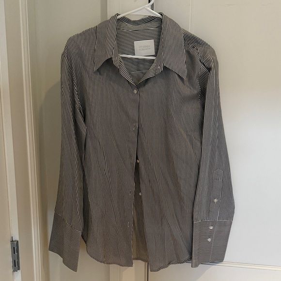 Citizens of Humanity Camilia Striped Cotton-Silk Shirt - Picture 1 of 8